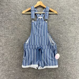 New Full Circle Jumpsuit Women S Small Blue Striped Drawstring Pockets Rayon